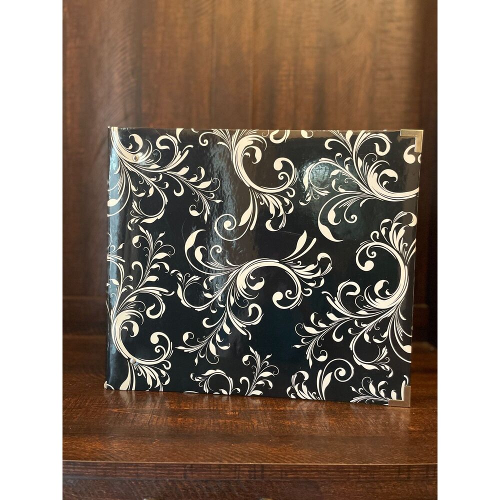 Decorative Black & White Floral Scrapbook Album | 3 Ring Photo Memory Book